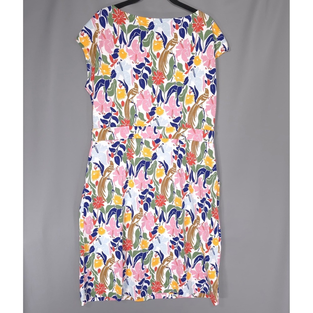 BODEN Women's Florrie Jersey Dress 12R Bird Floral Multicolor 100% Cotton J0849 - Picture 6 of 11